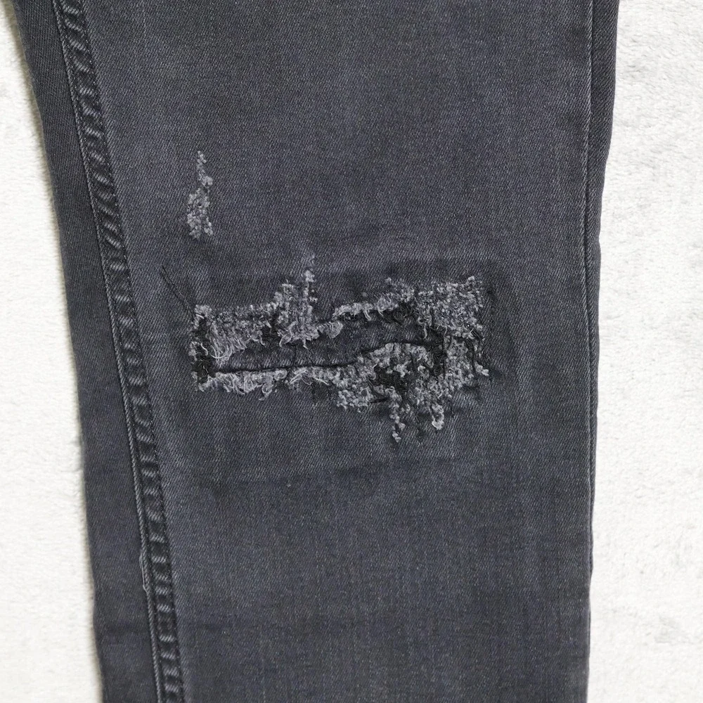 AllSaints Jeans Mens 31x31 Black Rex Damaged Skinny Slim Stretch Distressed